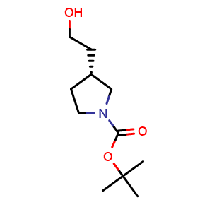 Chemical structure of (R)-1-Boc-3-(2-hydroxyethyl)pyrrolidine , CAS 1212182-03-0, AChemBlock V152934