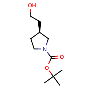 Chemical structure of (S)-1-Boc-3-(2-hydroxyethyl)pyrrolidine , CAS 389889-72-9, AChemBlock V152935