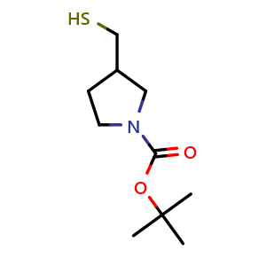 Chemical structure of 1-Boc-3-(mercaptomethyl)-pyrrolidine , CAS 141699-70-9, AChemBlock V152940