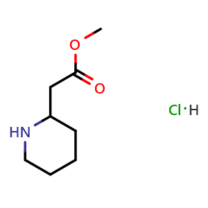Chemical structure of 2-Piperidineacetic acid methyl ester hydrochloride , CAS 24153-01-3, AChemBlock V152943