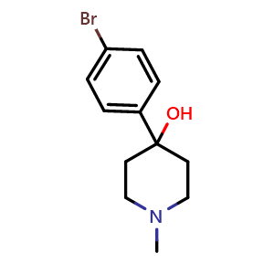 Chemical structure of 1-Methyl-4-(4-bromophenyl)-4-piperidinol , CAS 139474-25-2, AChemBlock V152950