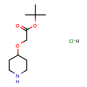Chemical structure of tert-Butyl 2-(piperidin-4-yloxy)acetate hydrochloride , CAS 162504-84-9, AChemBlock V152957