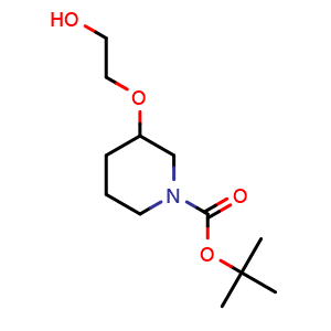 Chemical structure of 1-Boc-3-(2-hydroxyethoxy)-piperidine , CAS 1353980-11-6, AChemBlock V152960