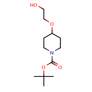 Chemical structure of 1-Boc-4-(2-hydroxyethoxy)-piperidine , CAS 163210-40-0, AChemBlock V152961