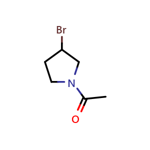 Chemical structure of 1-Acetyl-3-bromopyrrolidine , CAS 1353989-43-1, AChemBlock V152968