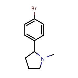Chemical structure of 2-(4-Bromophenyl)-1-methylpyrrolidine , CAS 164737-33-1, AChemBlock V152975