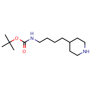 Chemical structure of 4-[4-(Boc-amino)butyl]piperidine , CAS 1205750-67-9, AChemBlock V152980