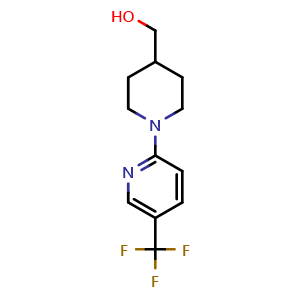 Chemical structure of (1-(5-(trifluoromethyl)pyridin-2-yl)piperidin-4-yl)methanol , CAS 942216-12-8, AChemBlock V152985