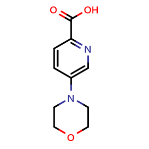 Chemical structure of 5-(4-Morpholinyl)-2-pyridinecarboxylic acid , CAS 1072103-29-7, AChemBlock V152988