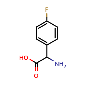 Chemical structure of 2-amino-2-(4-fluorophenyl)acetic acid , CAS 7292-73-1, AChemBlock V152992