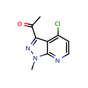 Chemical structure of 1-(4-chloro-1-methyl-1H-pyrazolo[3,4-b]pyridin-3-yl)ethan-1-one , CAS 2739836-93-0, AChemBlock V153007