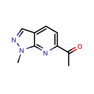 Chemical structure of 1-(1-methyl-1H-pyrazolo[3,4-b]pyridin-6-yl)ethan-1-one , CAS 2625986-38-9, AChemBlock V153009