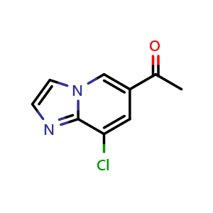 Chemical structure of 1-(8-chloroimidazo[1,2-a]pyridin-6-yl)ethan-1-one , CAS 2752051-28-6, AChemBlock V153021