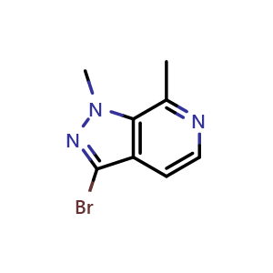 Chemical structure of 3-bromo-1,7-dimethyl-1H-pyrazolo[3,4-c]pyridine , CAS 2749347-95-1, AChemBlock V153032