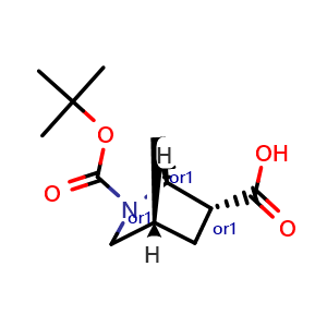 Chemical structure of endo-2-tert-butoxycarbonyl-2-azabicyclo[2.2.1]heptane-6-carboxylic acid , CAS 1627973-08-3, AChemBlock V153069