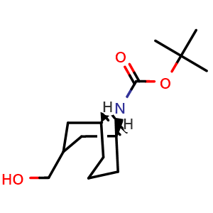 Chemical structure of tert-butyl 3-exo-(1R,5S)-3-(hydroxymethyl)-9-azabicyclo[3.3.1]nonane-9-carboxylate , AChemBlock V153081
