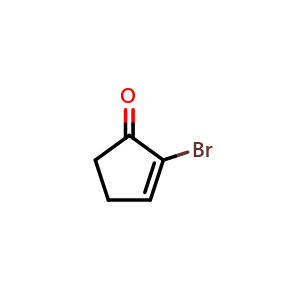 Chemical structure of 2-Bromo-2-cyclopentenone , CAS 10481-34-2, AChemBlock V153145