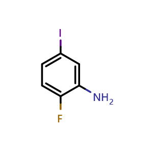 Chemical structure of 2-Fluoro-5-iodoaniline , CAS 886362-82-9, AChemBlock V153175