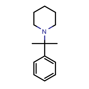 Chemical structure of 1-(2-Phenylpropan-2-yl)piperidine , CAS 92321-29-4, AChemBlock V153186