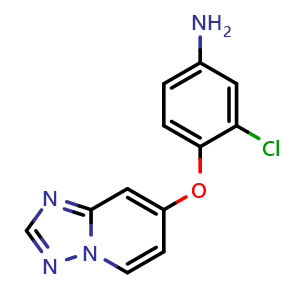 Chemical structure of 4-([1,2,4]triazolo[1,5-a]pyridin-7-yloxy)-3-chloroaniline , CAS 1033810-73-9, AChemBlock V153187