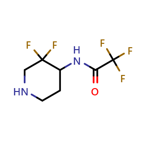 Chemical structure of N-(3,3-difluoropiperidin-4-yl)-2,2,2-trifluoroacetamide , CAS 1334418-21-1, AChemBlock V153211