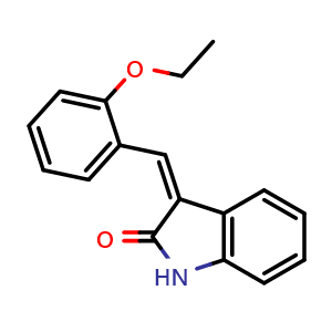 Chemical structure of (Z)-3-(2-ethoxybenzylidene)indolin-2-one , CAS 186611-11-0, AChemBlock V153225