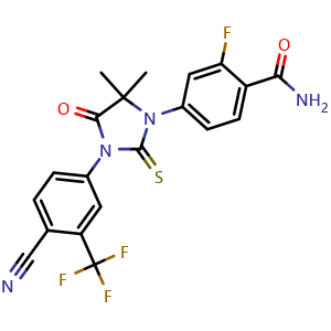 Chemical structure of N-desMethyl EnzalutaMide , CAS 1242137-16-1, AChemBlock V153239