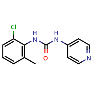 Chemical structure of N-(2-Chloro-6-methylphenyl)-N'-4-pyridinylurea , CAS 97627-24-2, AChemBlock V153300