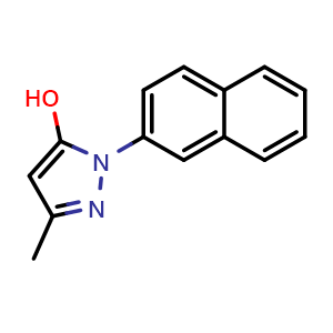 Chemical structure of 3-methyl-1-(naphthalen-2-yl)-1H-pyrazol-5-ol , CAS 1357362-21-0, AChemBlock V153307