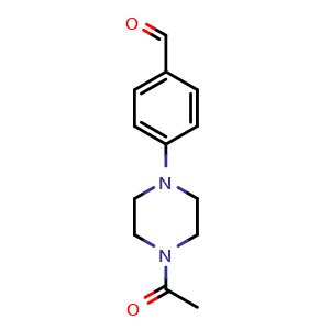 Chemical structure of 4-(4-acetylpiperazin-1-yl)benzaldehyde , CAS 890092-19-0, AChemBlock V153310