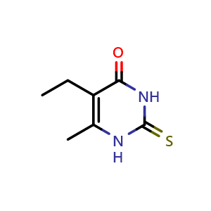 Chemical structure of 5-ethyl-6-methyl-2-thioxo-2,3-dihydropyrimidin-4(1H)-one , CAS 39083-15-3, AChemBlock V153311