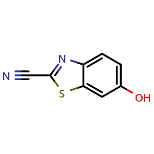 Chemical structure of 6-hydroxy-1,3-benzothiazole-2-carbonitrile , CAS 939-69-5, AChemBlock V153323