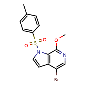 Chemical structure of 4-bromo-7-methoxy-1-(p-tolylsulfonyl)pyrrolo[2,3-c]pyridine , CAS 1445993-85-0, AChemBlock V153324