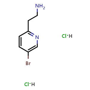Chemical structure of 2-(5-bromo-2-pyridyl)ethanamine dihydrochloride , CAS 2665660-65-9, AChemBlock V153333