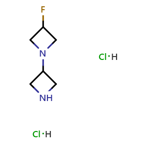 Chemical structure of 1-(azetidin-3-yl)-3-fluoro-azetidine dihydrochloride , CAS 2806976-35-0, AChemBlock V153339