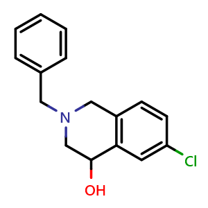 Chemical structure of 2-benzyl-6-chloro-3,4-dihydro-1H-isoquinolin-4-ol , CAS 2703696-89-1, AChemBlock V153363