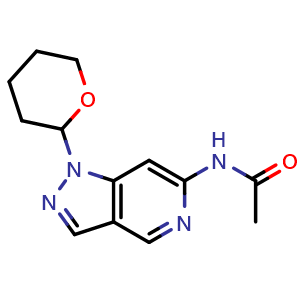 Chemical structure of N-(1-tetrahydropyran-2-ylpyrazolo[4,3-c]pyridin-6-yl)acetamide , CAS 2701680-02-4, AChemBlock V153373