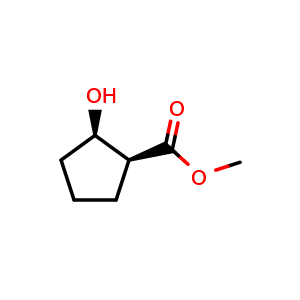 Chemical structure of methyl (1S,2R)-2-hydroxycyclopentanecarboxylate , CAS 124150-23-8, AChemBlock V153376