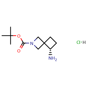 Chemical structure of tert-butyl (7S)-7-amino-2-azaspiro[3.3]heptane-2-carboxylate hydrochloride , CAS 2512215-73-3, AChemBlock V153378