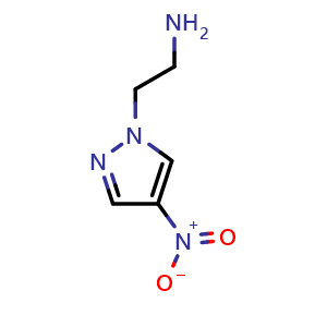 Chemical structure of 2-(4-nitropyrazol-1-yl)ethanamine , CAS 1002033-53-5, AChemBlock V153397