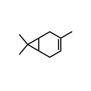 Chemical structure of 3,7,7-trimethylbicyclo[4.1.0]hept-3-ene , CAS 498-15-7, AChemBlock V153403