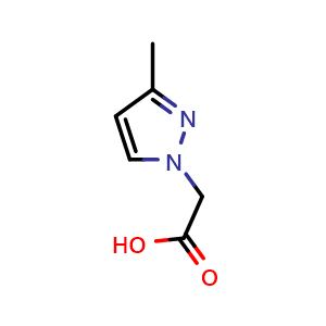 Chemical structure of 2-(3-methylpyrazol-1-yl)acetic acid , CAS 180741-30-4, AChemBlock V153407