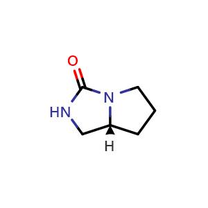 Chemical structure of (7aR)-1,2,5,6,7,7a-hexahydropyrrolo[1,2-c]imidazol-3-one , CAS 947150-28-9, AChemBlock V153412
