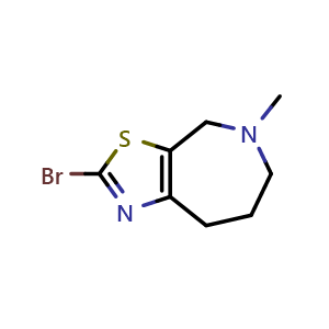 Chemical structure of 2-bromo-5-methyl-4,6,7,8-tetrahydrothiazolo[5,4-c]azepine , CAS 720720-23-0, AChemBlock V153435