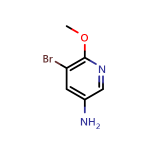 Chemical structure of 5-bromo-6-methoxy-pyridin-3-amine , CAS 53242-18-5, AChemBlock V153449