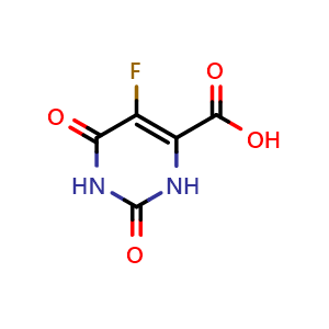 Chemical structure of 5-fluoro-2,4-dioxo-1H-pyrimidine-6-carboxylic acid , CAS 703-95-7, AChemBlock V153453