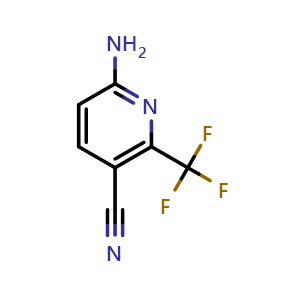 Chemical structure of 6-amino-2-(trifluoromethyl)pyridine-3-carbonitrile , CAS 1233243-98-5, AChemBlock V153458