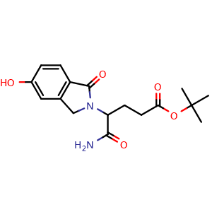 Chemical structure of tert-butyl 5-amino-4-(5-hydroxy-1-oxo-isoindolin-2-yl)-5-oxo-pentanoate , CAS 2226303-68-8, AChemBlock V153462