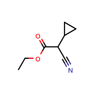 Chemical structure of ethyl 2-cyano-2-cyclopropylacetate , CAS 42392-67-6, AChemBlock V153476