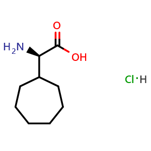 Chemical structure of (2R)-2-amino-2-cycloheptyl-acetic acid hydrochloride , CAS 2940874-41-7, AChemBlock V153478